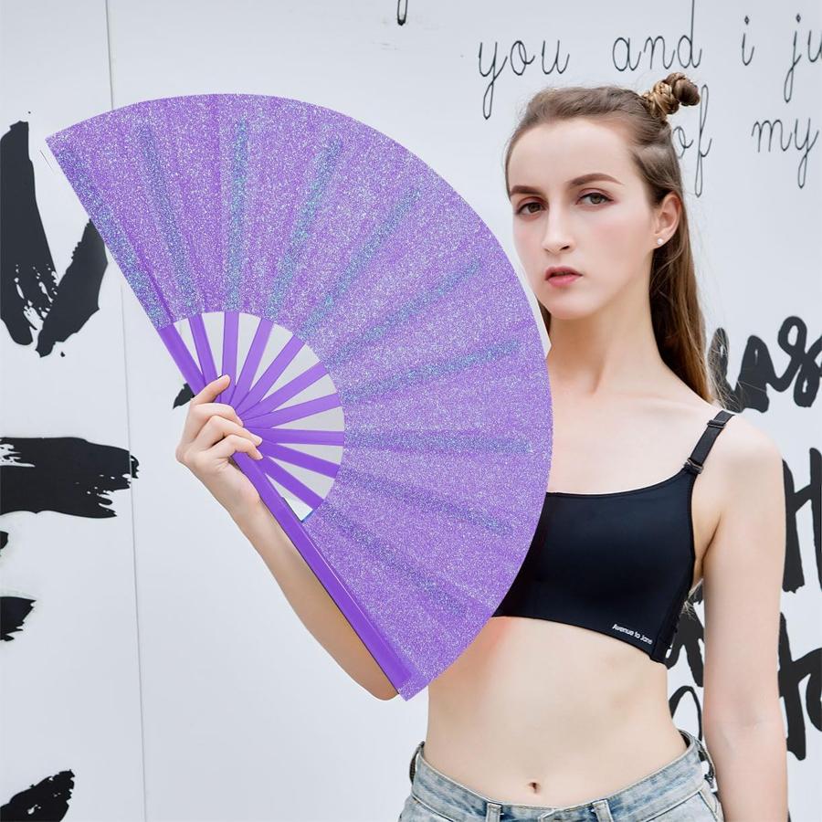 

Large Folding Hand Fan Popping Fan for Line Dancing,Clap Fans Festival Fans On The Ground Dance,Music Festival,Party фіолетовий