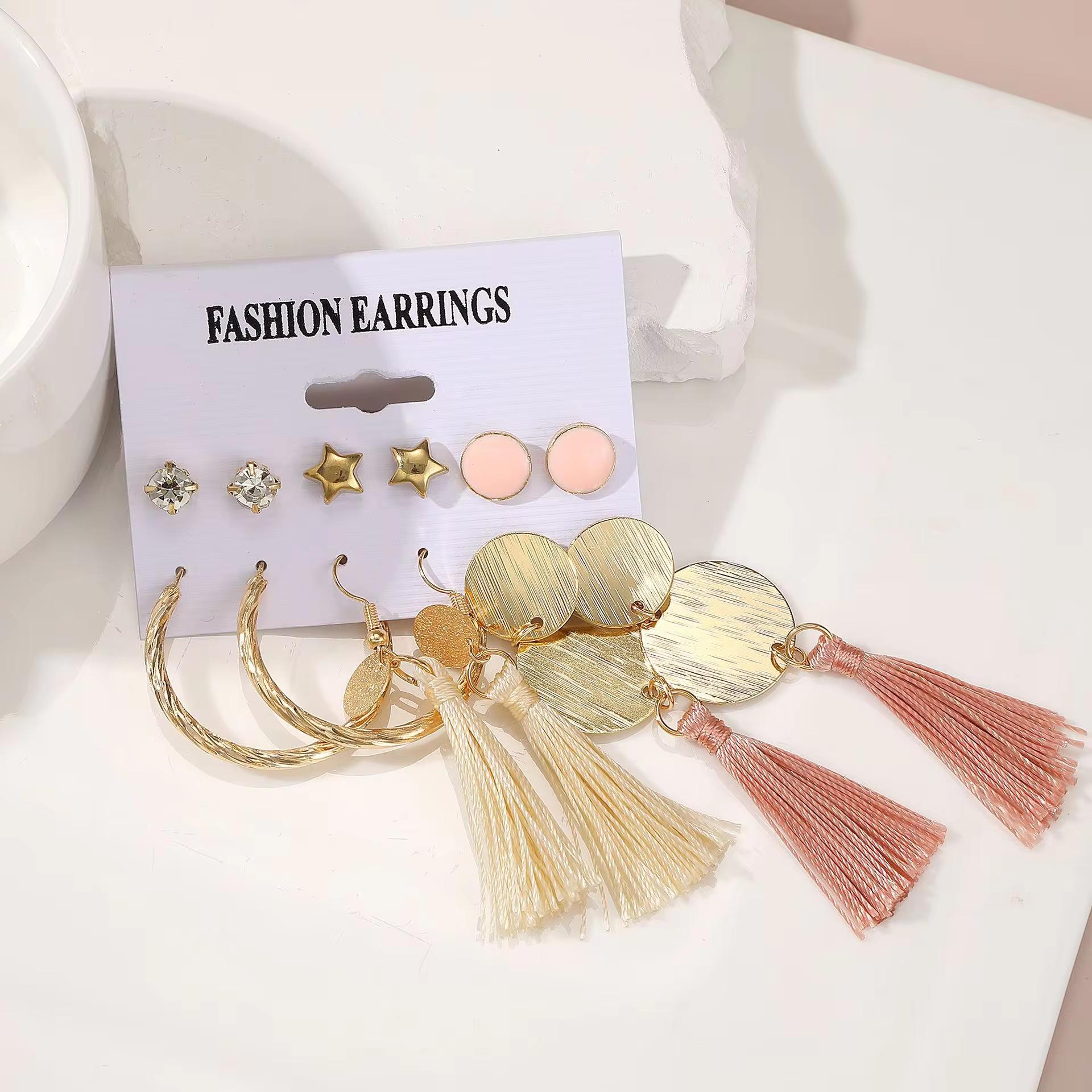 

Bohemia Vintage Earrings Set Fashion Colorful Tassel Acrylic Pearl Geometric Drop Earrings for Women Fashion Jewelry Gifts 2026