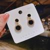 Korean Style Trendy Black Zircon Disc Earrings In 925 Silver for Women