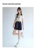 Women's Gray High-Waist A-Line Sports Skirt with Attached Shorts - Spring to Autumn Wear