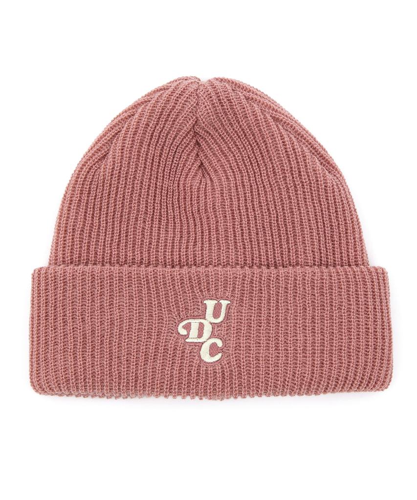 Eondeokeonteulol Winter Short Beanie Ribbed Knit Logo Embroidery Unisex Beanie Hat Beanie / Original Script / Pink