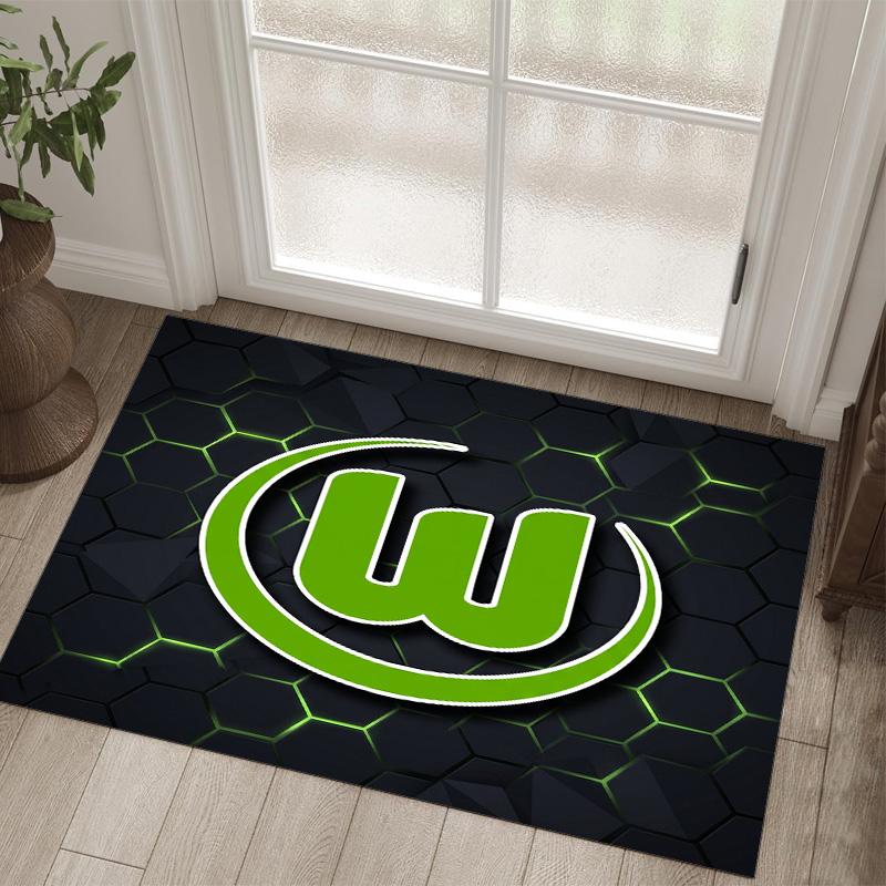 VfL Wolfsburg FC Design Kristall Samt Teppich Gemütlich Nicht?Rutschfester Teppich mit Aufdruck für Schlafzimmer Wohnzimmer Eingang