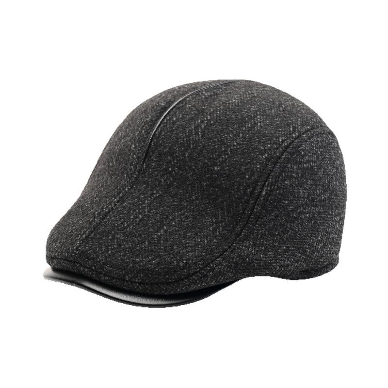 Hat Men's Beret Autumn and Winter New Woolen Ear Protector Peaked Cap Fleece Warm Cotton Hat Forward Hat