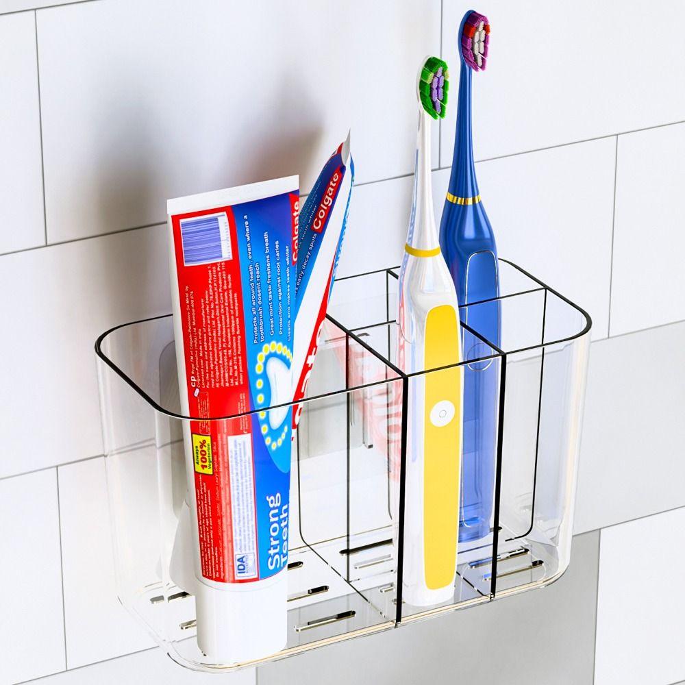 Storage Toothbrush Organizer Wall Mounted Tooth Brush Cup Stand  Bathroom
