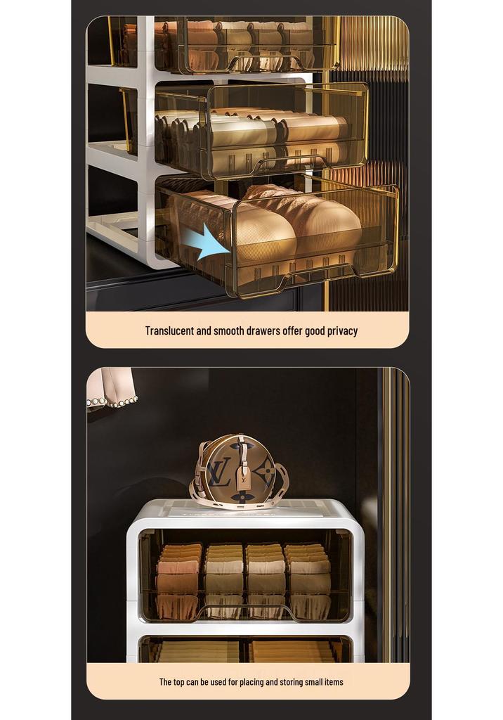 Drawer-Type Underwear and Socks Storage Box: Three-in-One Compartment Organizer