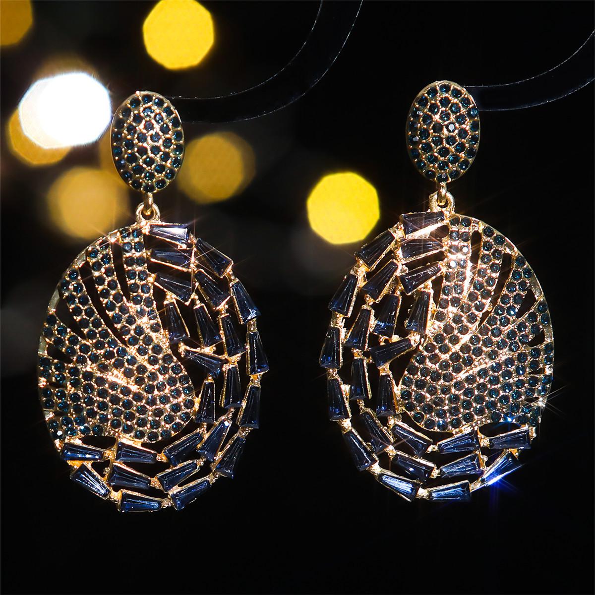 Модные серьги из стекла и стразов, преувеличенные серьги-пусеты неправильной круглой формы