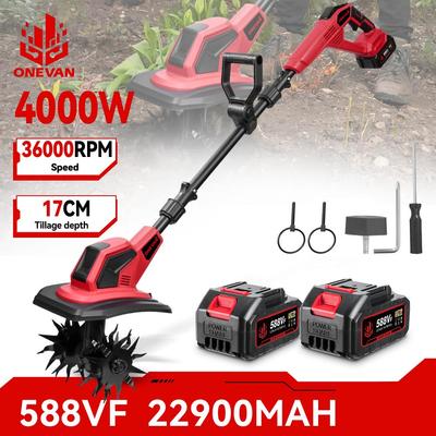 Cultivador elétrico 4000W 36000RPM sem fio 17CM escarificador elétrico ferramenta elétrica de jardim para bateria de 18V