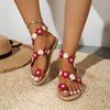 Fashion 2024 New Style Set Toe Color Women's Sandals Holiday Lightweight Petal Plus Size Beach Shoes Red Fashion Travel Slippers