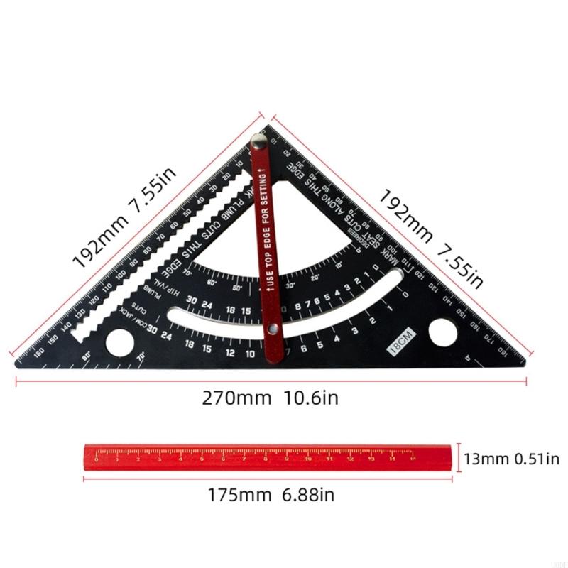   MM/INCH Carpenter Square Aluminium Ruler Woodworking Measurement Tool