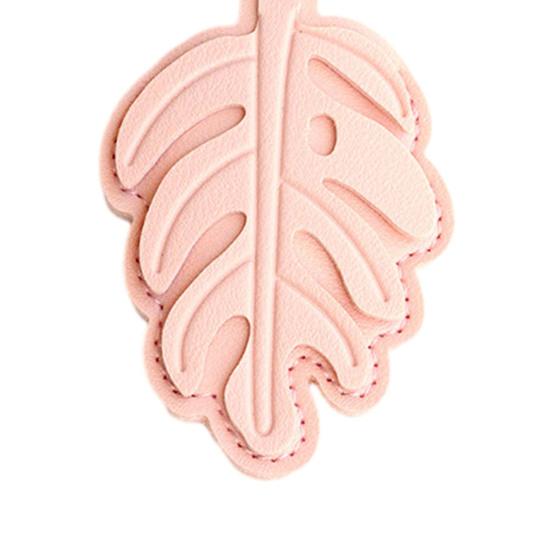 Keychain Pendant Monstera Leaf Shape Key Holder Imitation Leather Access Card Cover Bag Charm