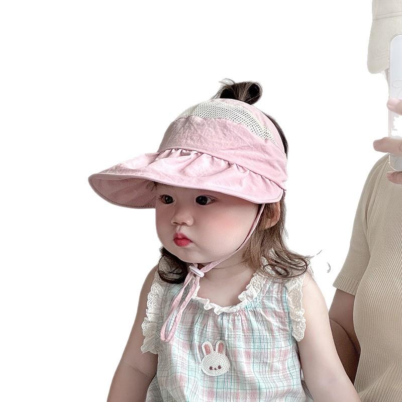 Baby hat spring and summer empty top hat children's thin quick-drying breathable big-brimmed sun hat sun hat Korea