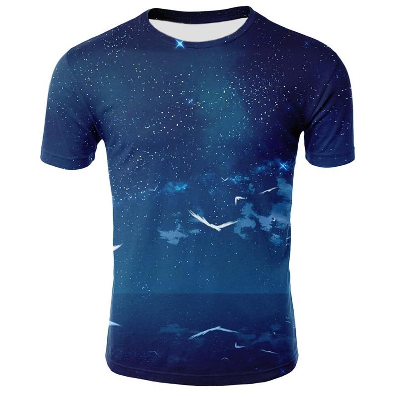 Modale Summer T Shirt For Youth With Digital Space Starry Sky 3d Print Casual Top
