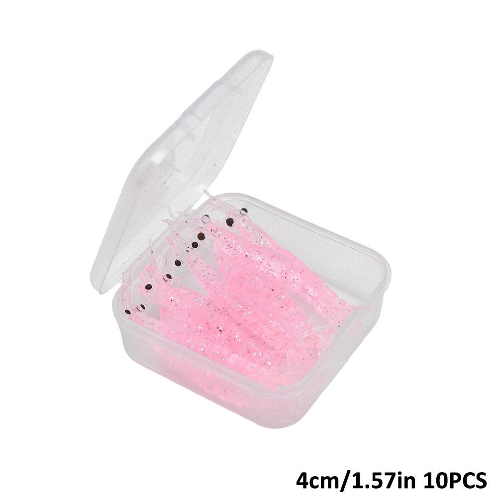 10Pcs/box Silicone Shrimp Lure Bait Mini Soft Grass Shrimp Glow-in-the-dark Bait 3cm/4cm Transparent Fake Baits Fishing Lures