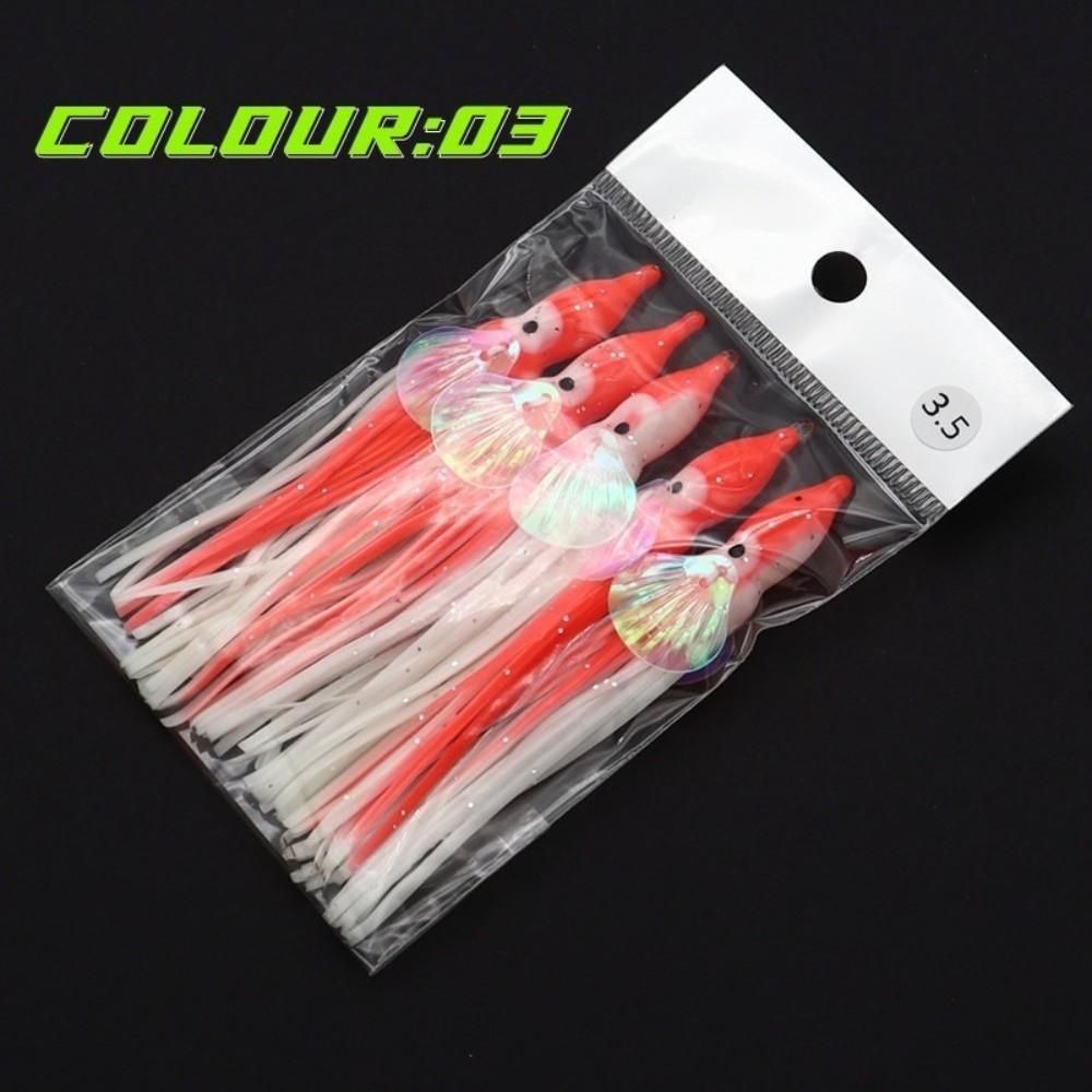 5pcs Glow-in-the-Dark Soft Rubber Octopus Skirts Soft Rubber Trolling Bait  Night Fishing