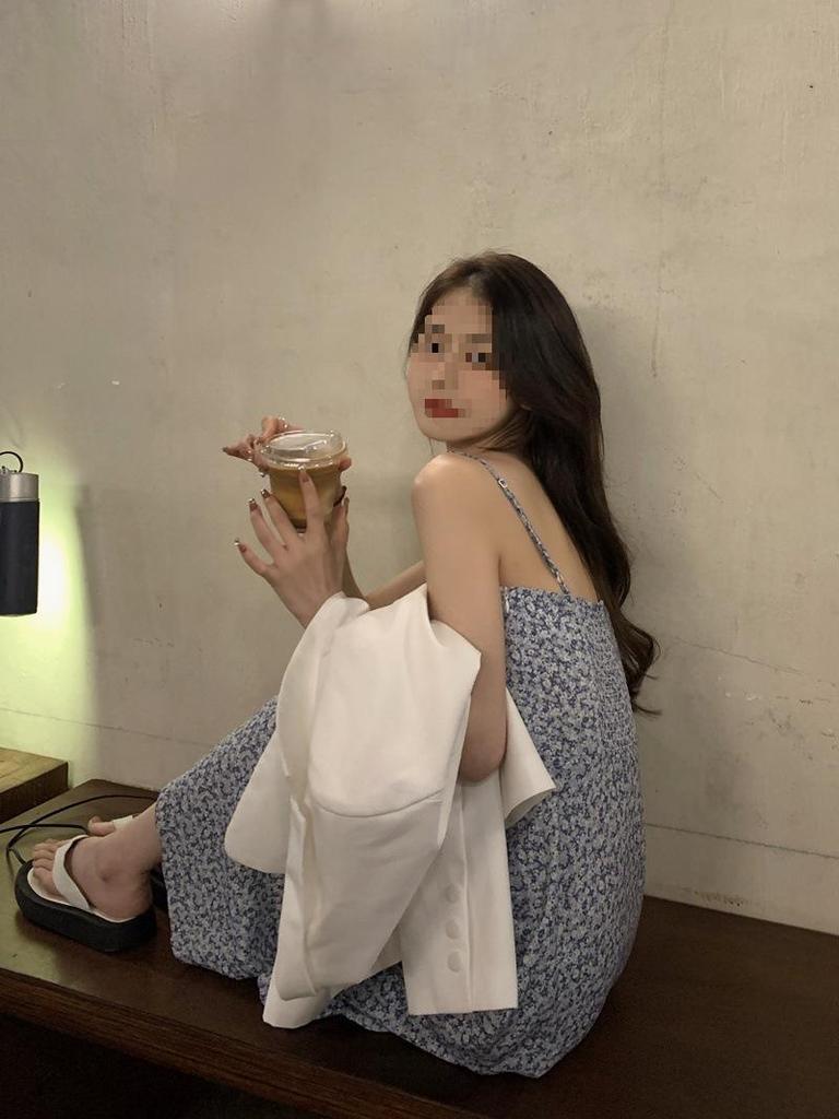 One-Shoulder Floral Midi Dress for Women, Summer Vacation Style, Slimming, Spaghetti Straps, Backless