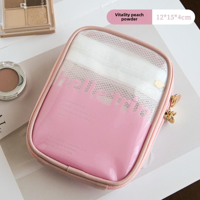 

Mini Clear Travel Makeup Organizer Bag Small Cute Preppy Makeup Bag Cosmetic Zipper Toiletry Storage Clutch Coin Pouch for Women