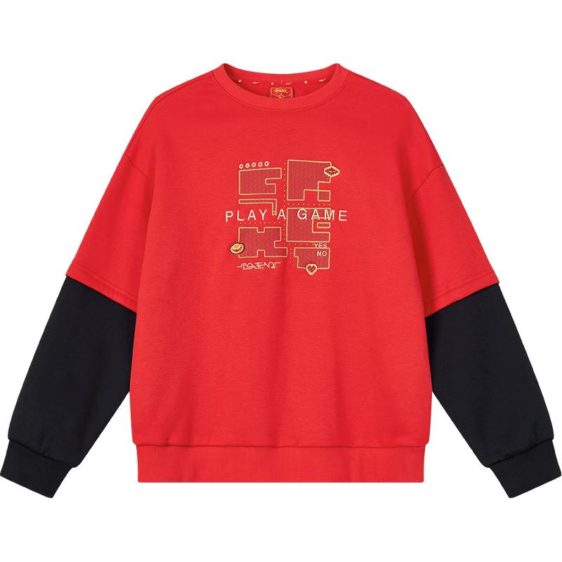 ERKE Kids  Unisex Thickened Round Neck Casual Sweatshirt 150