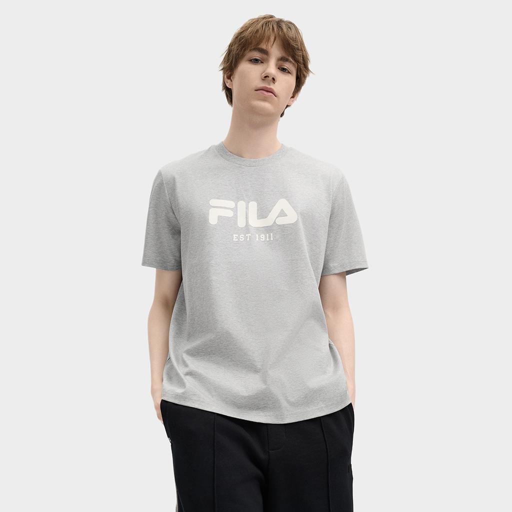 Fila Original King Bomb T-1911 Fashion Trendy Personality Breathable Comfortable Versatile Short Sleeve T-Shirt Men Tops Coconut-Latte F51M519106FMG