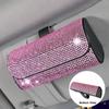 Luxury Car Eyeglasses Holder Rhinestone Sunglasses Storage Box Sun Visor Glasses Case  for Women