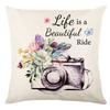Seasons Throw Pillow Cover Spring Linen Flowers Truck Cushion Office Throw Pillow Cushion Throw Pillow Cushion