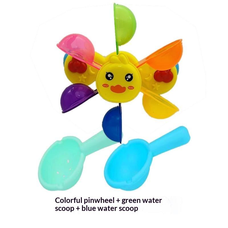Rainbow Sucker Windmill Bath Toy Water Spray Colorful Waterwheel Interactive Fun Toy for Toddlers Baby Bath Time Play