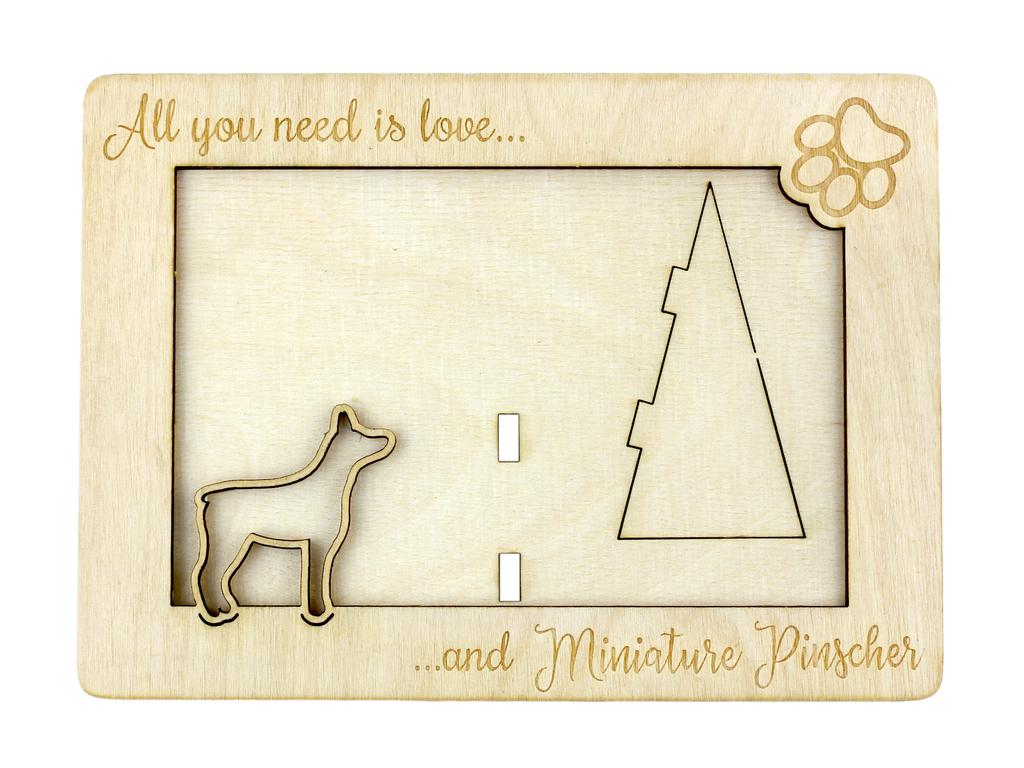 Miniature Pinscher - Photo frame, engraved wooden frame, a lovely gadget for the dog lover by Art-Dog