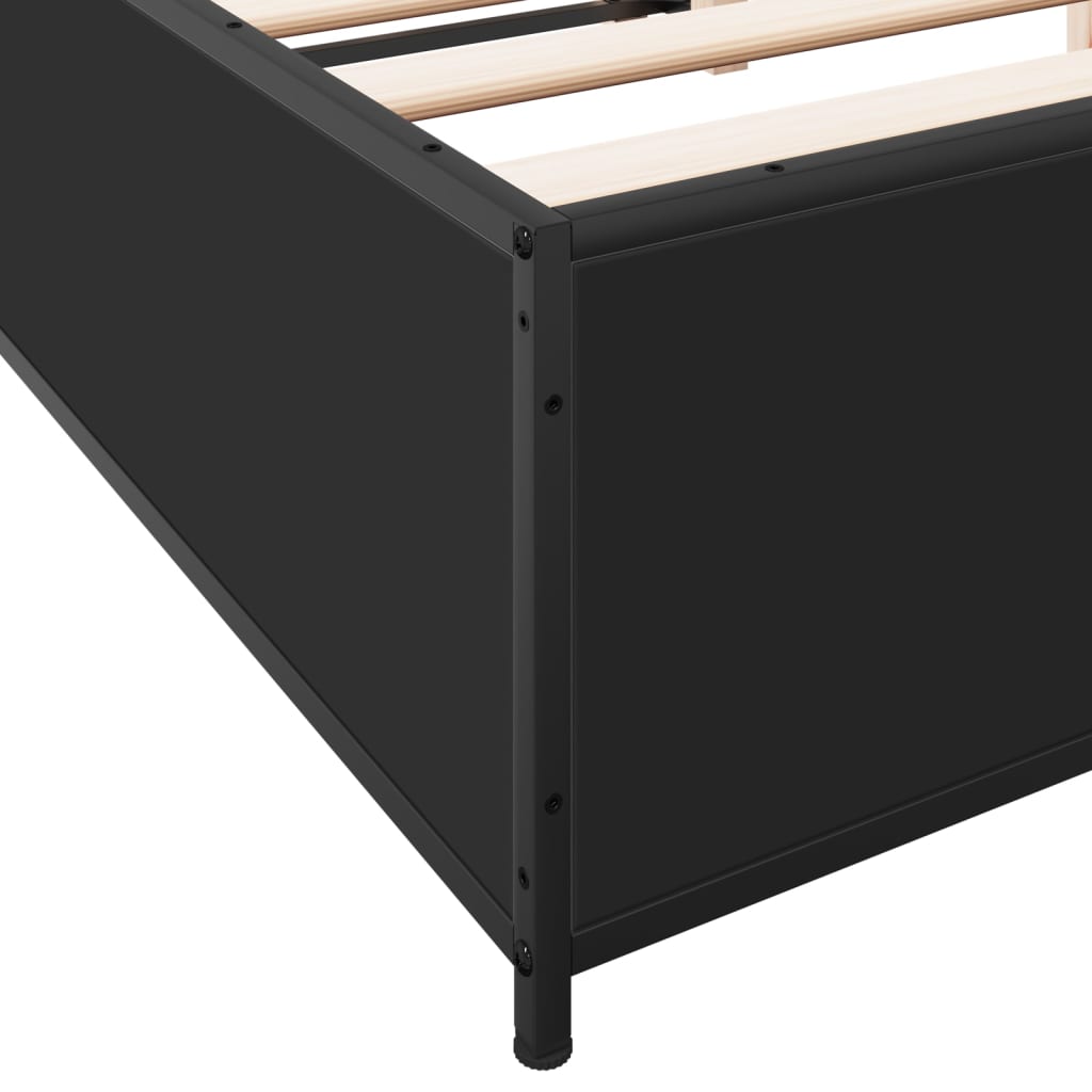 Bed Frame Black 120x200 cm Engineered Wood and Metal