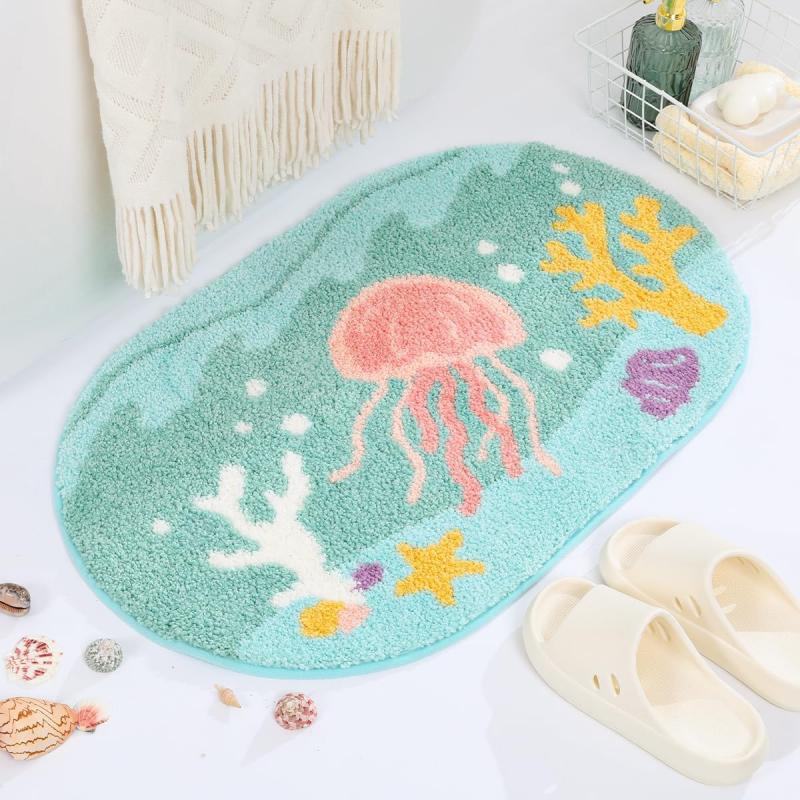 Oceaanstijl Imitatie Kasjmier Vloerkleed Zacht Antislip Waterabsorberend Vloermat voor Badkamer Slaapkamer Kinderkamer Woondecoratie 40x60cm 16x24inch