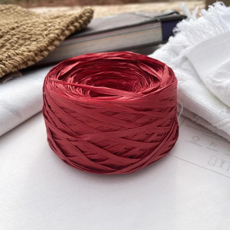 180m Raffia Yarn Paper Grass 100g/pcs for Knitting and Crochet Handmade Diy Straw Hat Bag Doll Slippers Weave Soft Yarn Thread