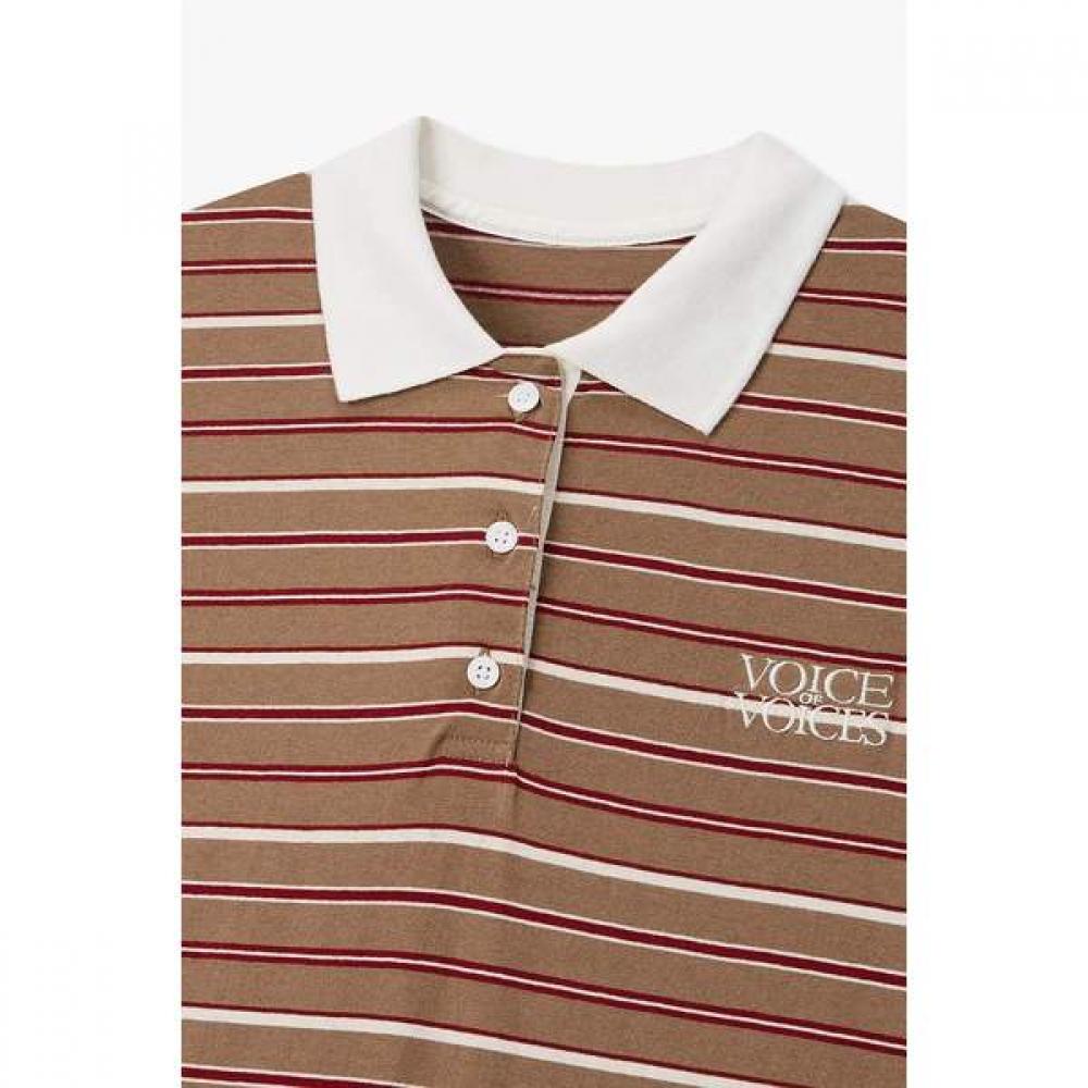 Vov Woven Mix STripe Collar T shirT 7156340005