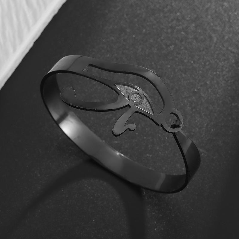 Hot Selling European and American Titanium Steel Horus Eye Open Bracelet Open Ring Combination Stainless Steel Material