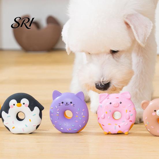 Interactive Dog Toy Donut Animal Latex Squeaky Chew Puppy Teething for Aggressive Chewers Fetch Play
