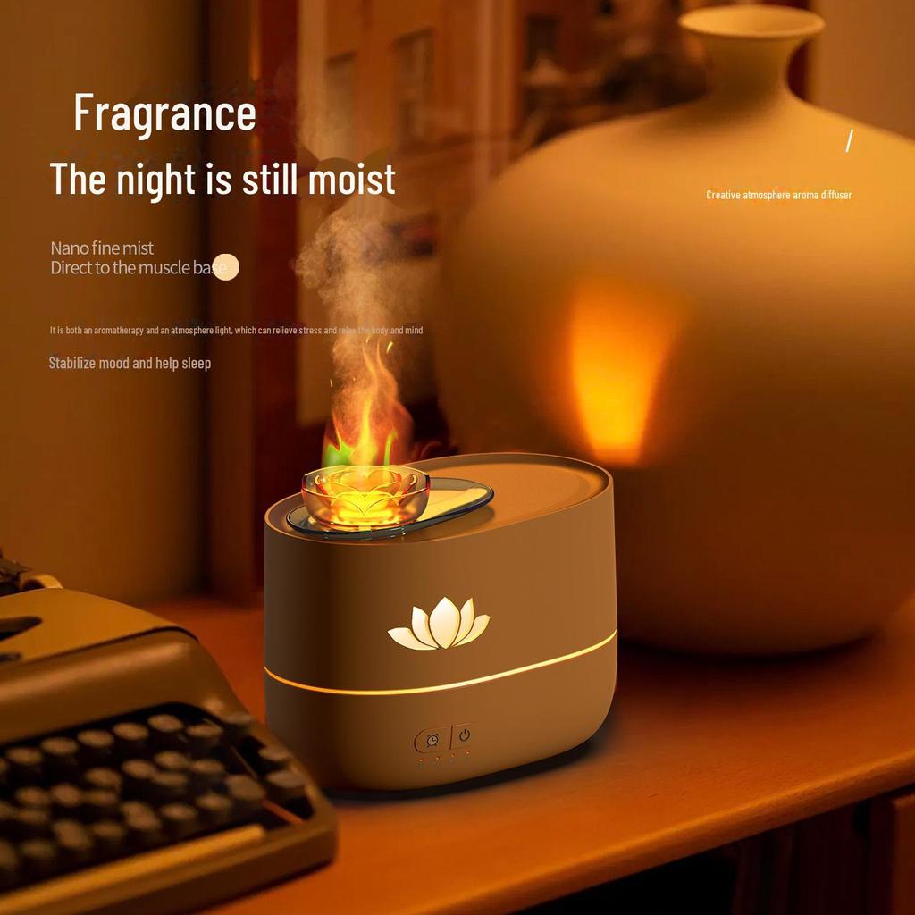 Colorful Lotus Aromatherapy Desktop Diffuser: Large Capacity Essential Oil Humidifier