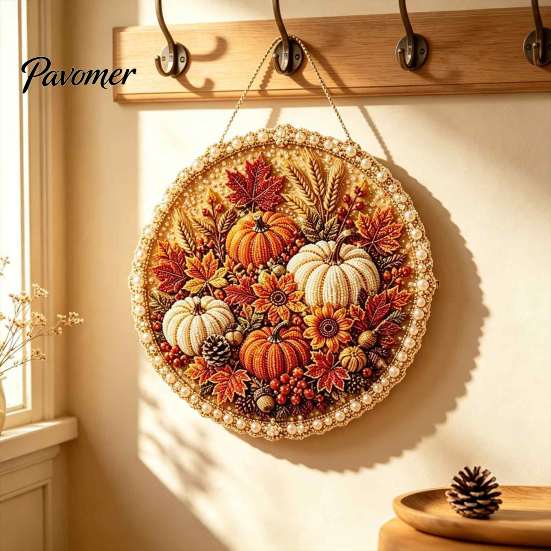 DIY Wreath Making Kit Pearl Painting for Adults Beginners, 3D Art Craft Set with Artistic Projects Frame, Decorative Seasonal Wall Hanging Home Decor