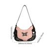 - Women Vintage Shoulder Bag PU Leather Butterfly Contrast Color Female Street B