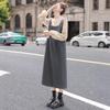 Elegant Back Bow Slit Pinafore Dress