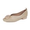 Shallow Mouth Single Shoes Women's 2024 New Retro Buckle Low Heel Flat Shoes Square Headed Soft Leather Mary Jane Shoes