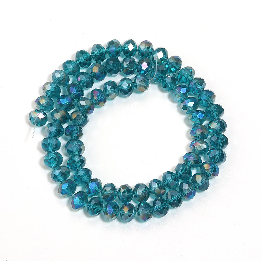 3 4 6 8 10 mm Rondelle Kristal Kralen Pauwblauw Platte Geslepen Glazen Kralen Losse Kralen Voor Sieraden Maken DIY Armbanden Ketting