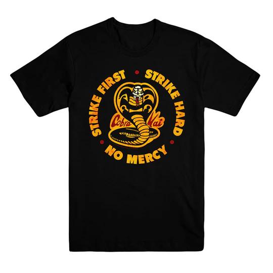 Cobra Kai Strike First Adult Black Unisex 2026 UNISEXs Summer Cotton TShirt Comfortable HighQuality Inspired By Y2K S