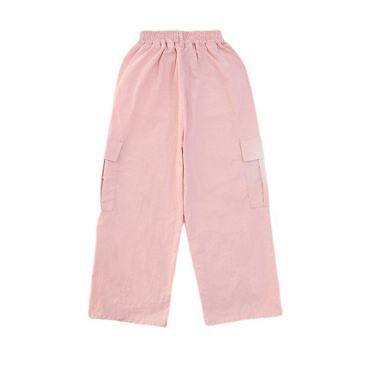 Mädchen Sommer Overalls 2024 Neue Atmungsaktive Kinder Hosen für Mittlere und Große Kinder Lose Sport Hosen Breite Bein Hosen
