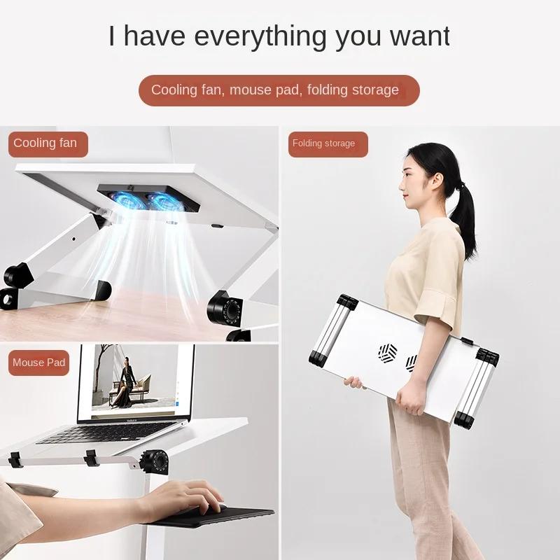 Adjustable Aluminum Laptop Desk Portable Office Bed Holder Side TrayErgonomic Dormitory Foldable  Mobile with Mouse Pad