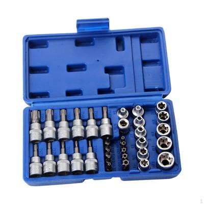 34Pcs E Socket Bits Star Sockets Enhanced Storage Case E4-e20 Professional Combination Tool Ratchet