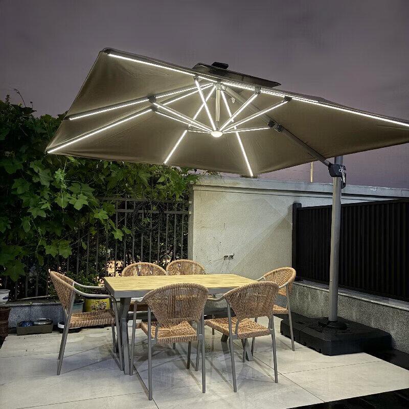Foteng Outdoor Solar Roman Patio Umbrella with LED Lights