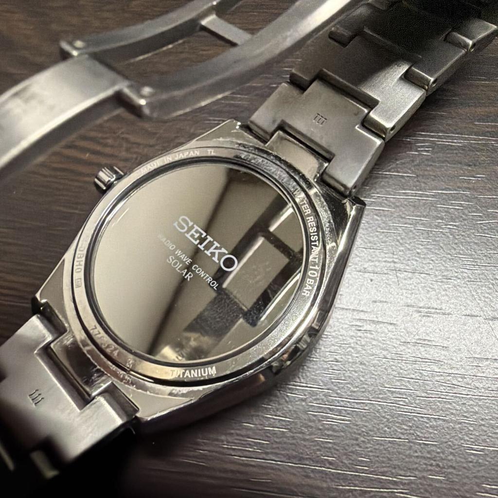 Excellent SEIKO Radio Wave Control Solar Watch with Box [ d, Condition]