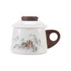 Dehua White Porcelain Tea & Coffee Mug with Lid - Ceramic Cup for Tea & Water Separation, Ideal for Office & Personal Use.