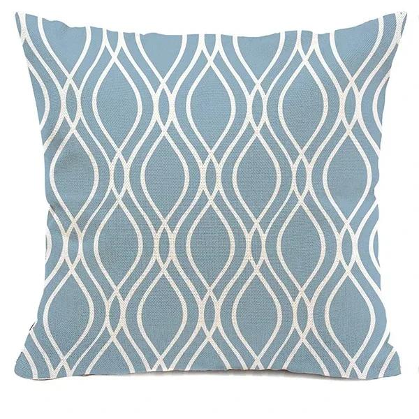 Blue and White Geometric Decorative Pillowcase Living Room Office Home Pillowcase Car Ornaments Ideal Gift