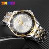 Male Business Steel Belt Quartz Watch, Golden Luminous Rotating Dial Waterproof Personalized Watch Male