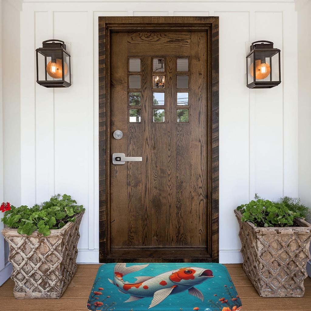 1PC Koi Carp in Motion Kitchen Rug Non-Slip Door Mat Pop design Bathroom Rug Bath Mat Carpet for Home Sink Laundry Decor