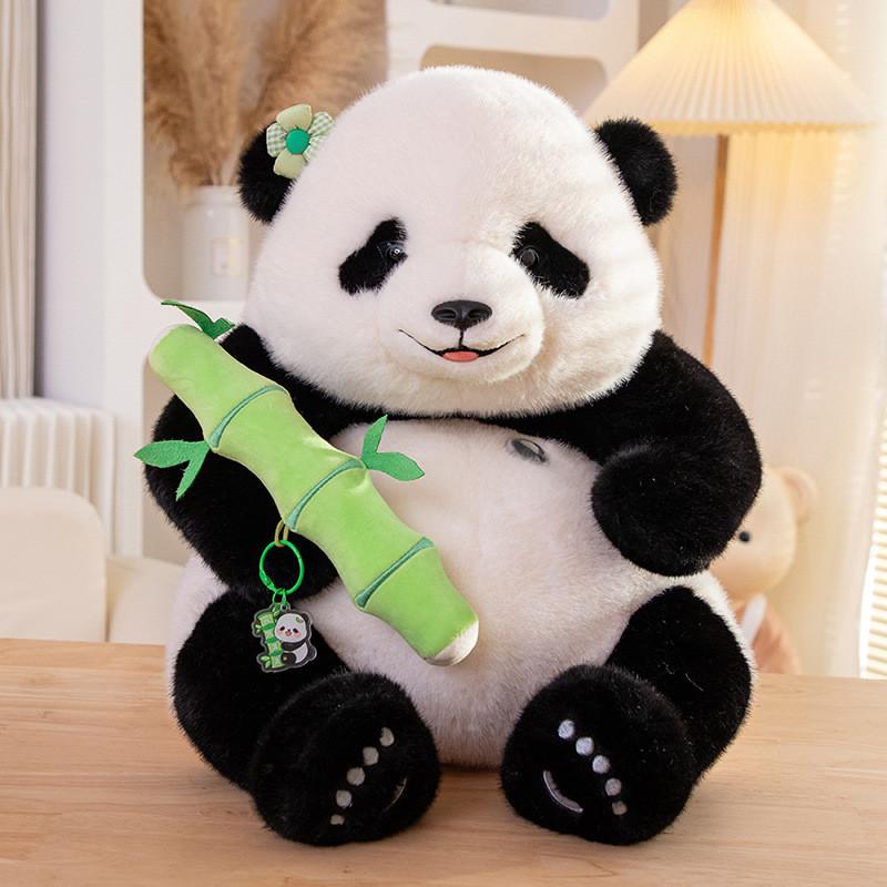 Panda Soft Toy Character With Embracing Persimmons And Bamboo Decor For Kids Playroom And Gift