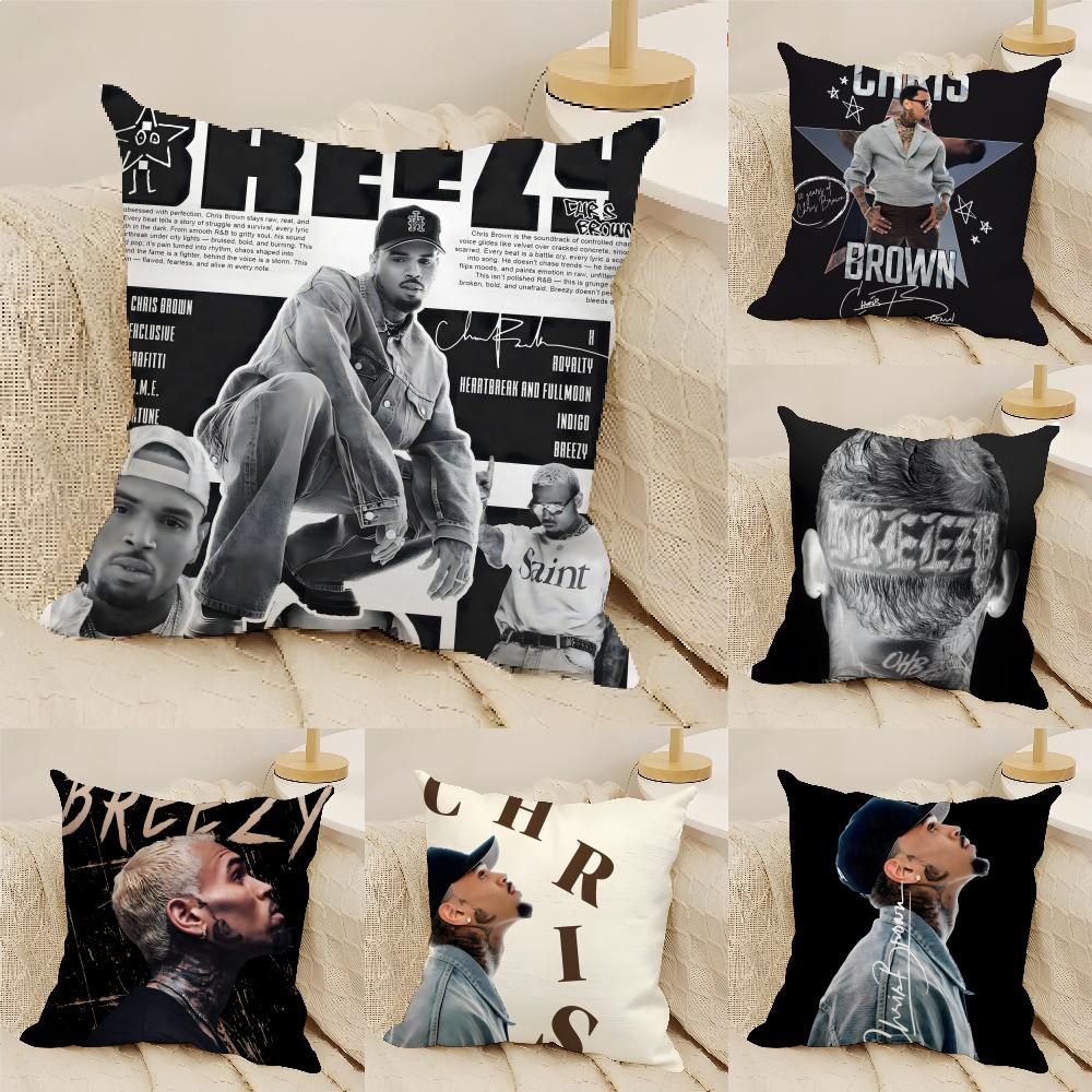 Contemporary R&B Singer Music C-Chris Brown 4 Pillow Case Linen Pillow Case Sofa Home Decor Cushion Cover Cushion Cove